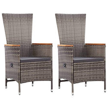 Festnight 2 pz Sedie da Esterno con Cuscini in Polyrattan Schienale Regolabile 58 x 62 x 108 cm Poltrona da Spiaggia Colore Grigio