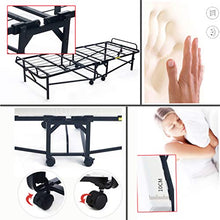 XJAXY Letto di Metallo Pieghevole con Materasso, Aggiuntivo Extra Letto per Gli Ospiti con Memory Foam Materasso E Portatile Telaio in Metallo su Ruote - Facile Bagagli - Risparmio di Spazio