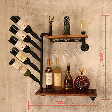 GDD Portabottiglie da Vino Portabottiglie Portabottiglie da Parete, Vino Stile Industriale Portabottiglie Ferro Tubo dell'Acqua Legno Massello Cornice da Parete Sala da Pranzo Bar del Soggiorno