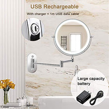 JYJYES Specchio per Trucco 10X Specchio per Bagno con Ingrandimento Professionale Specchio Parete con luci LED Regolabile e Rotazione a 360°,8" Specchio Doccia con Carica USB
