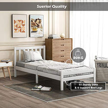 Struttura letto in legno, letto singolo, 90 x 190 cm, in legno massello, mobili per adulti, bambini, ragazzi, 90 x 190 cm, colore: bianco