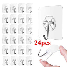 24 Pezzi Ganci Adesivi, Gancio Adesivo Bagno Trasparenti Ganci portasciugamani Ganci da Parete per Bagno Cucina Porta per appendere l'accappatoio, asciugamani, borse, vestiti, etc. (6kg Max)