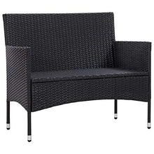Festnight Panchina da Giardino con Braccioli Panchina da Esterno in Polyrattan 103 x 58 x 81 cm Panca da Balcone Colore Nera