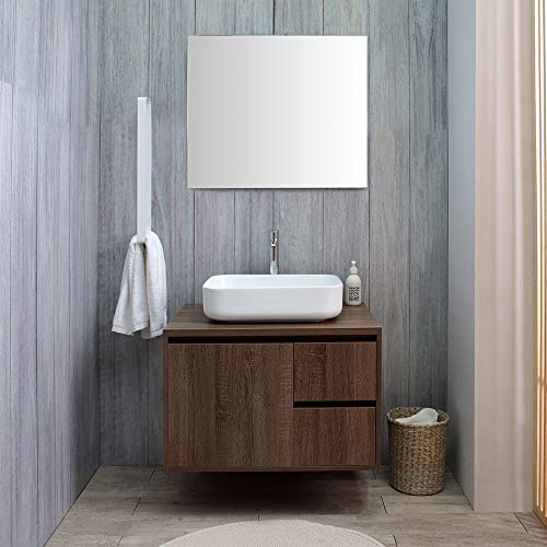 Kiamami Valentina MOBILE BAGNO SOTTOLAVABO CM 75 NOCE SCURO LAVABO E SPECCHIO | SIENA