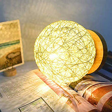 Ghopy Lampada da Comodino a LED In Camera da Letto,Lampada da Tavolo in Legno Intreccio a Spago + Legno Massello, Decorazione Natalizia Caldo, Decora Il Soggiorno Camera da Letto Studia (D'oro)