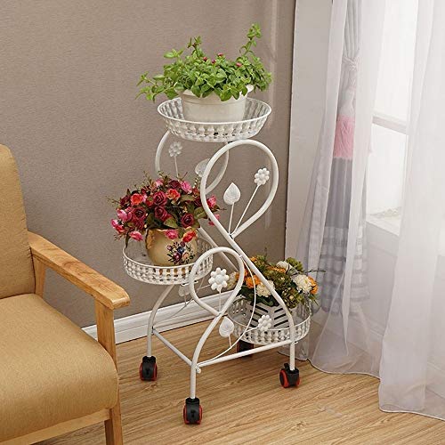 ZYLE Cavalletto Europeo in Ferro battuto Pavimento Multistrato Mobile Rimovibile Ruota Balcone Soggiorno Verde Interno Appeso Orchid Stand (Color : A)