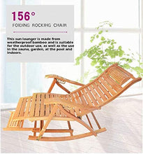 Sedia a dondolo in bambù – reclinabile ergonomica, in legno, per giardino, patio, piscina, sauna, 200 kg