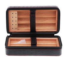 Hellery 6 Sigari Humidor Travel Box Legno Di Cedro Regalo Portasigarette In Pelle Regalo - 2, 10x21x7cm