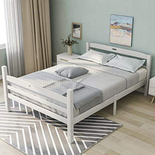 belupai Letto matrimoniale in legno con rete a doghe, testiera con maniglia, per bambini, ragazzi e adulti, colore bianco (200 x 140 cm)