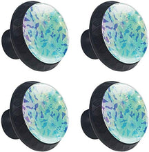 Alghe di pesci blu dell'acquerello Pomelli per Porta Set di 4 Pomelli per Mobili Manopole per Cassetti Cucina Armadio Vetro