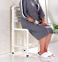 DGHJK Sgabello da Doccia, Sgabello da Bagno di Sicurezza Antiscivolo, Sedia da Bagno Antiscivolo per Donna Incinta e Anziani Sgabello da Doccia ausiliario in Acciaio Inossidabile e PVP, Bianco, L