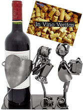 BRUBAKER Portabottiglia da Vino dal Raffinato Design Coppia Innamoranti - Portabottiglie per Vino in Metallo con Biglietto di Auguri