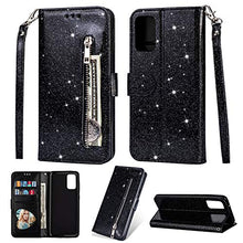 Artfeel Cerniera Portafoglio Custodia per Samsung Galaxy S20 6.2 Pollice,Cover Bling Luccichio Pelle Caso con Porta Carte,Flip Chiusura Magnetica Supporto Cover con Tasca Cinturino-Nero
