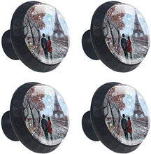 Torre Eiffel di Parigi in autunno dipinto ad olio Pomelli per Porta Set di 4 Pomelli per Mobili Manopole per Cassetti Cucina Armadio Vetro