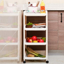 LYM &ripiano di stoccaggio Storage Cucina Scaffale, Multifunzione da Terra Trolley da Letto Bagno Soggiorno Rack di stoccaggio -4 Piani Scaffale di Finitura
