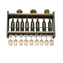 RUXMY Armadietto del Vino Organizzare la Cucina Portabottiglie in Metallo a Parete Portabottiglie in Legno retrò Portabottiglie in Vetro per Vino Mensole a Muro, 10 portabottiglie per Vino 18 Bicc