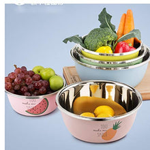 SHTSH SHT Bacino, lavabo in Acciaio Inox Cartone Animato, Impostare Rotondo Cucina di casa Uova e Noodle Ciotola di Lavaggio di Frutta Cottura, Set di 6 Colori (Color : A1)