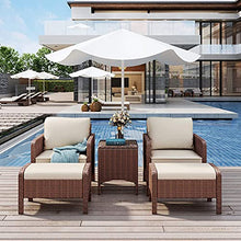 5 Set Di Mobili in Vimini Da Pezzi Patio, Sedia Salotto All'aperto, Posti A Sedere Rattan Sezione, Conversazione Con Chat Ottomano, Tavolino Caffè, Per Portico, Balcone Piscina, Prato, Giardino