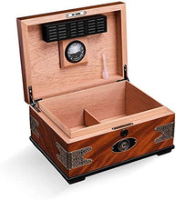 AMOYEE Sigaro Siguard Humidor Humidor, Stampa retrò Europea Emboss Cedar in Legno massello di Legno Grande Cabinet di Cigaro