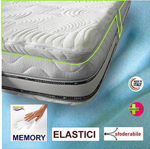 Evodreams Topper Memory Foam - Correttore Rigidità, Anallergico Sfoderabile, Tessuto Lavabile con Cerniera, Prodotto Fatto in Italia (160 x 195)