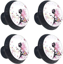 Abito fiore fata farfalla rosa Pomelli per Porta Set di 4 Pomelli per Mobili Manopole per Cassetti Cucina Armadio Vetro