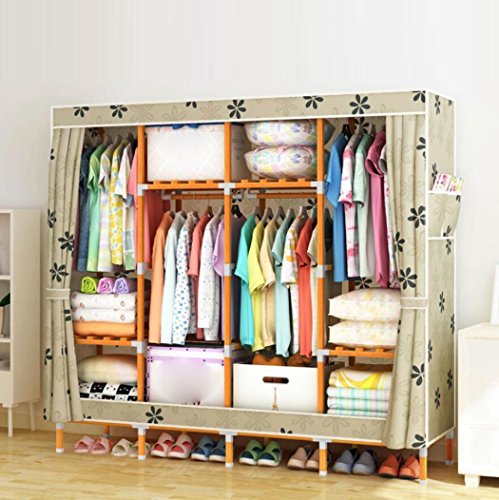 LyMei Armadio Storage Armadio in Legno massello Oxford Armadio Armadio Organizzatore di stoccaggio Antipolvere Abbigliamento Armadio Storage 66 * 68 Pollici,F