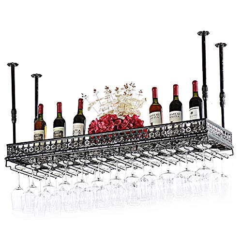 Portabottiglie portabottiglie da appendere, portabicchieri a calice rovesciato appendiabiti regolabile, adatto a più scene/Nero / 80 * 35cm