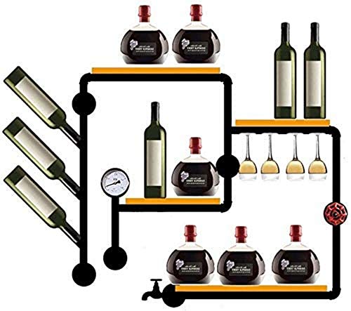 FWZJ Amanti del Vino/Portabottiglie da Parete & ndash; per Bottiglie di Vino e Bicchieri da Calice Elegante portaoggetti in Legno per Cucina, Sala da Pranzo, Bar, Cantina per Vin