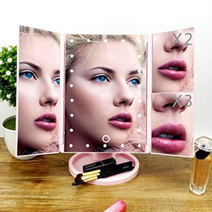 Specchio per Il Trucco, Specchi per Il Trucco da Bagno con luci, Controllo della Luce Touch-Screen, Ingrandimento per Specchio da Trucco Ripiegabile per Camera da Letto, Specchi da Barba da Tavolo