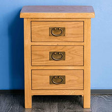 FFAN Comodini Set di 2 mobili in Rovere Surrey | Coppia di comodini rustici in Legno massello Cerato con 3 cassetti per Camera da Letto o Bagno, Completamente assemblati, 56 x 42 x 32 cm