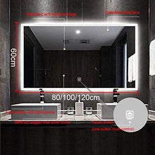 WQERLC Specchio a Muro, Specchio da Bagno a Led, Bagno Specchio Vanità con Lampada, Adatto per Bagno, Hotel, Servizi Igienici,60X100Cm.