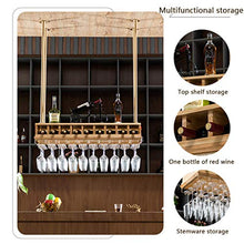 Wine Rack Portabottiglie Appeso portabottiglie da Vino, Laminato in Legno massello Naturale, Recinzione rialzata per Evitare la Caduta, portabicchieri in Ferro battuto Resistenti alla Vernice