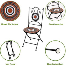 Set di tavoli da bistrot in mosaico per esterni, patio, pub, sedia da pranzo pieghevole, ideale per piscine, salotti, camere da letto, balconi, prati, cortili, giardini (Tavolo D 2 Sedie D)