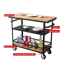Carrello di Servizio, mensola Industriale Vintage, Metallo in Legno, Vassoio Multiuso, con Ruote, per Cucina, Ristorante, Hotel, ECC. Dimensioni: 80 * 40 * 80 cm