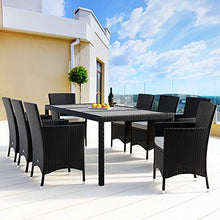 Deuba Tavolo e sedie da Giardino Rattan Cuscini 8 sedie impilabili Set mobili Esterno Giardino Balcone terrazzo Patio