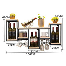 Portabottiglie in ferro battuto nordico da appendere alla parete del vino, cremagliera in legno massello, creativa da appendere per bottiglie di vino, vino champagne, vino
