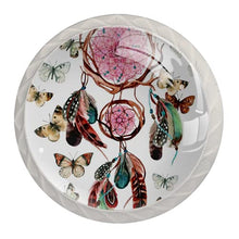 Maniglie per cassetti Manopole per cassetti Manopole rotonde Confezione da 4 per armadietto, cassetti, cassettiere, cassettiere ecc - Acchiappasogni Con Piume E Mandala
