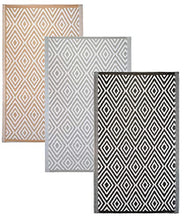 Brandsseller Tappeto per interni ed esterni, circa 90 x 150 cm, resistente alle intemperie, per giardino, terrazza, balcone, motivo a rombi, grigio chiaro
