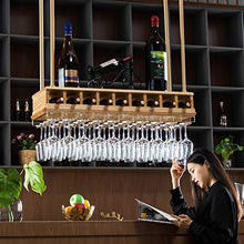 Wine Rack Portabottiglie Appeso portabottiglie da Vino, Laminato in Legno massello Naturale, Recinzione rialzata per Evitare la Caduta, portabicchieri in Ferro battuto Resistenti alla Vernice