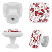 Set di 4 maniglie rotonde per armadio da cucina, credenza, cassettiera, cassettiera, con viti, per cucina, comò, armadietto, bagno, armadio, cartone animato, simpatici granchi, rosso