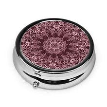 Contenitore rotondo per pillole con mandala rosa a 3 scomparti, in metallo, per medicina e vitamine, per viaggi all'aperto