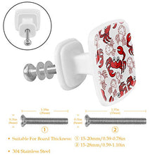 Set di 4 maniglie rotonde per armadio da cucina, credenza, cassettiera, cassettiera, con viti, per cucina, comò, armadietto, bagno, armadio, cartone animato, simpatici granchi, rosso