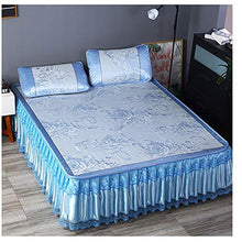 Set pieghevole per l'estate, in seta e gelato, opaco, con federa, 3 pezzi, set di biancheria da letto per il raffreddamento estivo, lavabile in lavatrice, colore: blu, dimensioni: 1,2 x 2 m