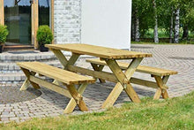 AVANTI TRENDSTORE - Retro - Set da Giardino, Composto da 1 Tavolo e 2 panche in Legno di Pino Massiccio giá trattato in Autoclave. Dimensioni Tavolo Lap 177x70x75 cm, panche Lap 177x44x37 cm