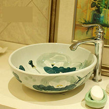Jgophu China - Lavandino in ceramica per bagno e bagno, motivo: fiore di loto