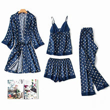 Pigiameria da donna sexy in raso pigiami cami set biancheria da notte da donna cardigan camicia da notte accappatoio biancheria intima pigiami estate a pois pigiami quattro pezzi set