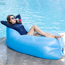 HongTeng Divani Sacco a Pelo Gonfiabile Blu Portatile Divano Letto Pigro Letto Aria Beach Park Travel Singola Pausa Pranzo Sedia 76 × 193 × 50 cm