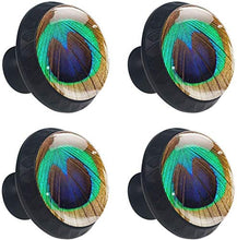 Piuma Di Pavone Colorata Pomelli per Porta Set di 4 Pomelli per Mobili Manopole per Cassetti Cucina Armadio Vetro