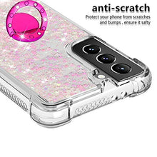 Custodia protettiva in silicone TPU con anello di diamante per Samsung Galaxy S21 + 5G/S21 Plus 5G (stelle rosa fluorescente)