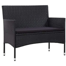 vidaXL Panchina da Giardino Sedile da Esterni Seduta per Patio Arredo da Esterni Arredamento da Giardino 103 cm in Polyrattan Nera Panca